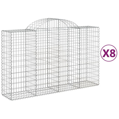 Cestas De Gaviones 8 Uds Forma De Arco Hierro 200x50x120/140 Cm_0