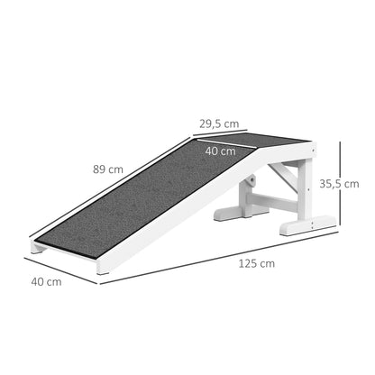 Pawhut Rampa Para Perros De Madera Con Alfombra Antideslizante 125x40x35,5 Cm_2