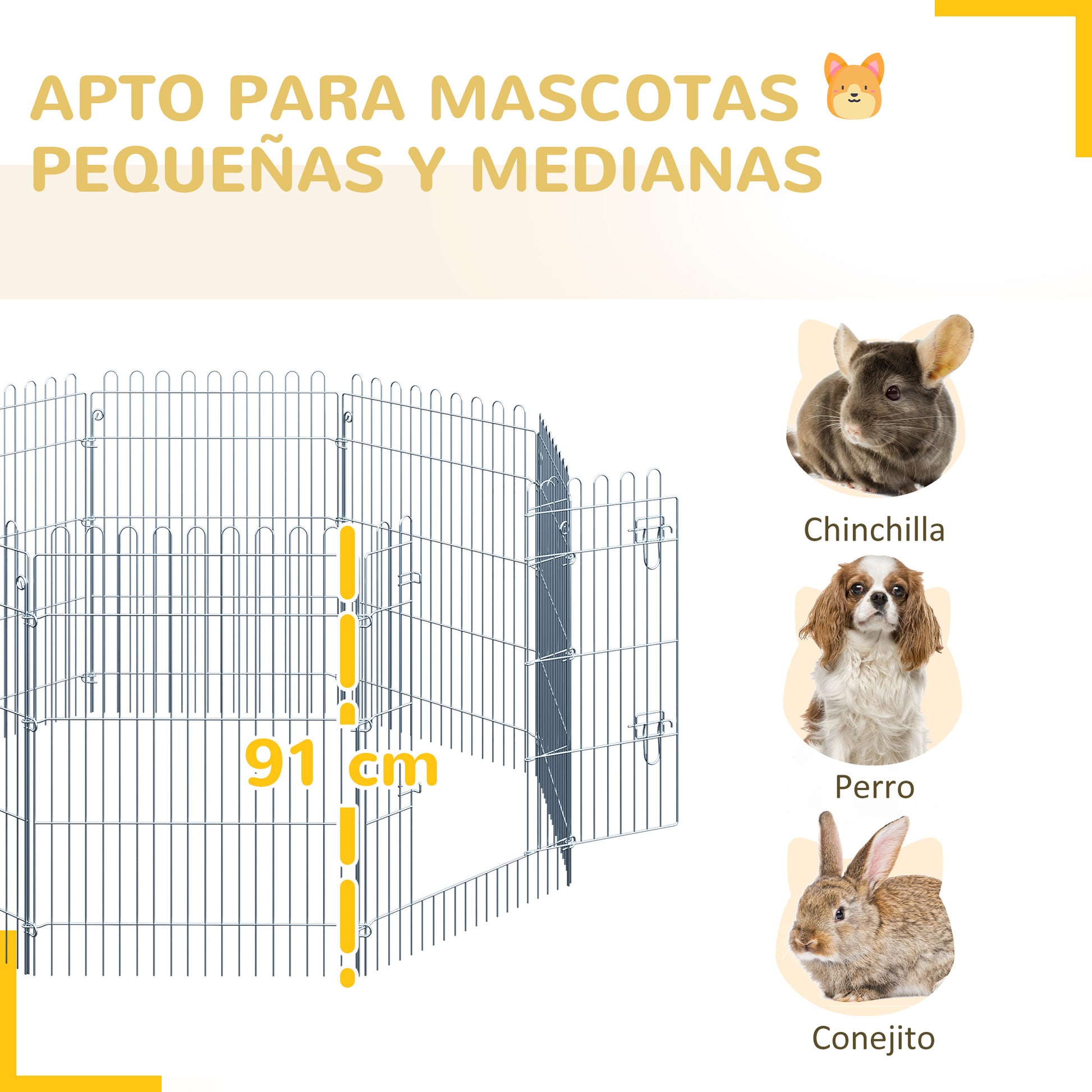 Pawhut Parque Para Perros De 8 Piezas 63x76 Cm Con 1 Puerta Plata_5