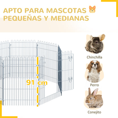 Pawhut Parque Para Perros De 8 Piezas 63x76 Cm Con 1 Puerta Plata_5