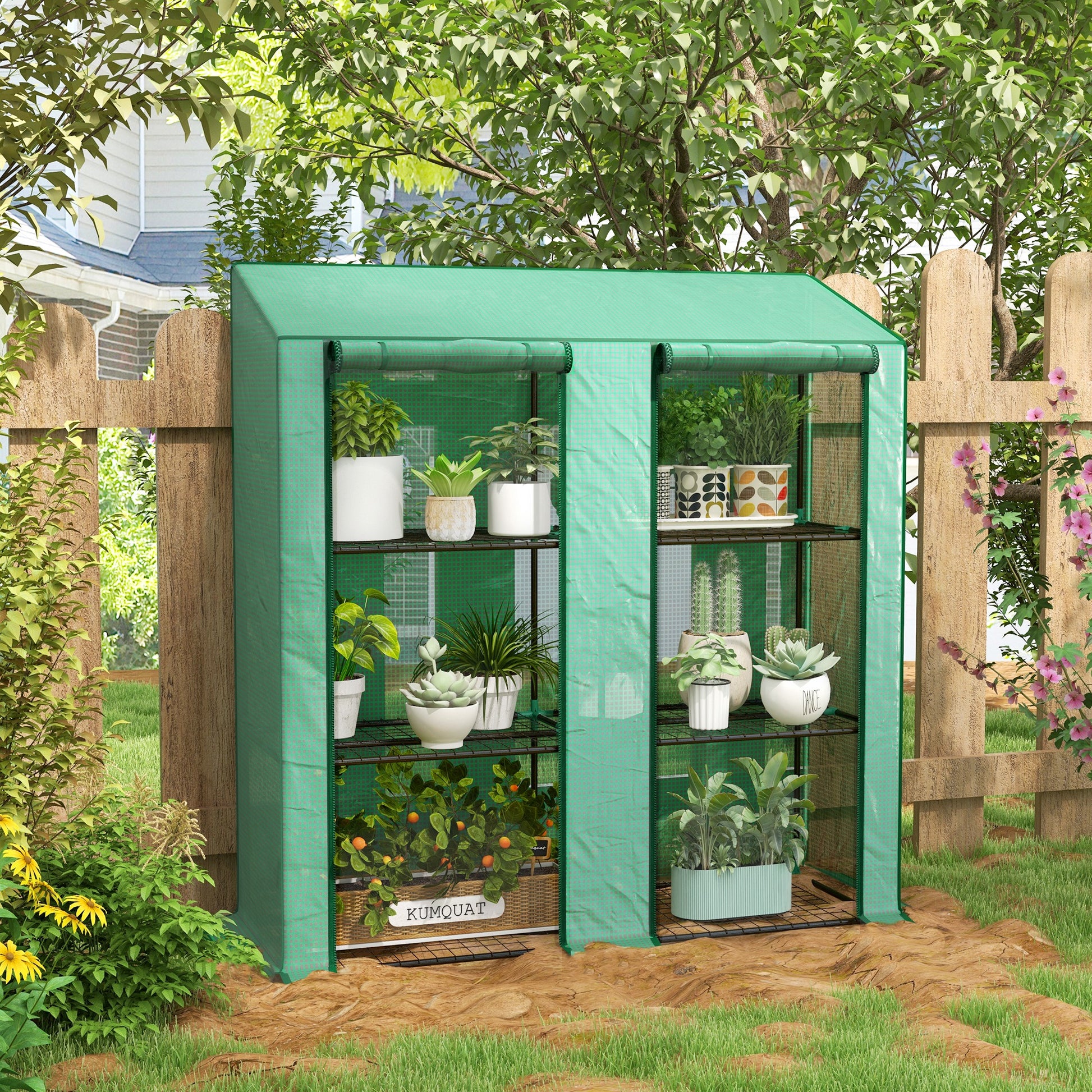 Outsunny Invernadero De Jardín De 3 Niveles 143x46x141/151 Cm Verde_1