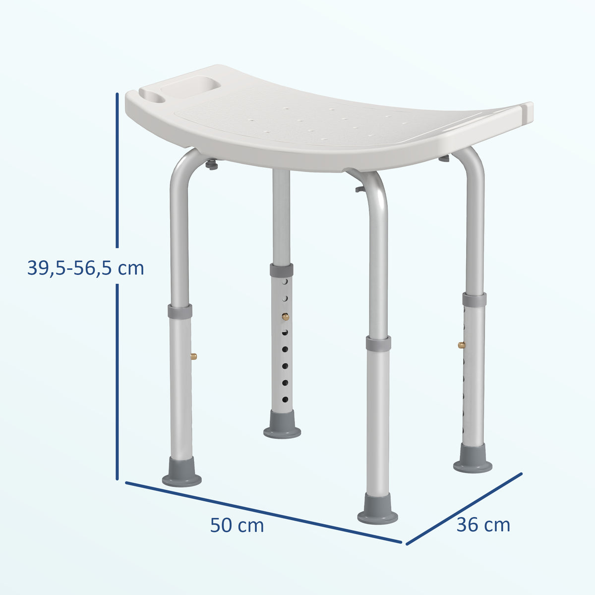 Homcom Taburete De Ducha Silla Baño Altura Regulable Patas Antideslizantes_2