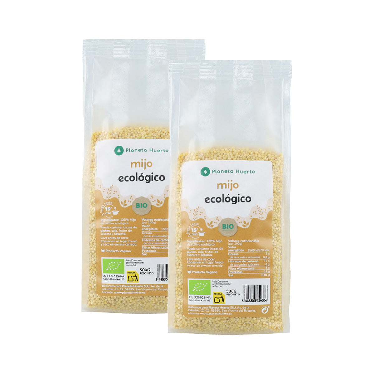 Pack 2x Mijo pelado ECO Planeta Huerto 500 g