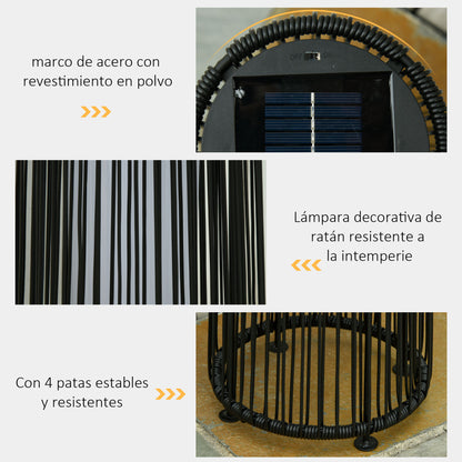 Outsunny Lámpara De Pie Ratán Energía Solar Con Control Luz Automático Negro_5