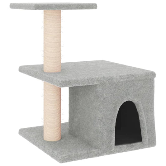 Rascador Para Gatos Con Postes De Sisal Gris Claro 48 Cm_0