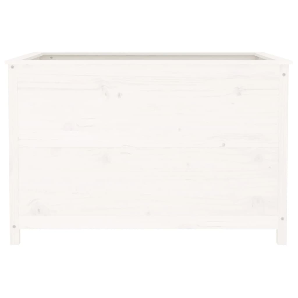 Arriate Elevado De Jardín Madera De Pino Blanco 119,5x82,5x78cm_4