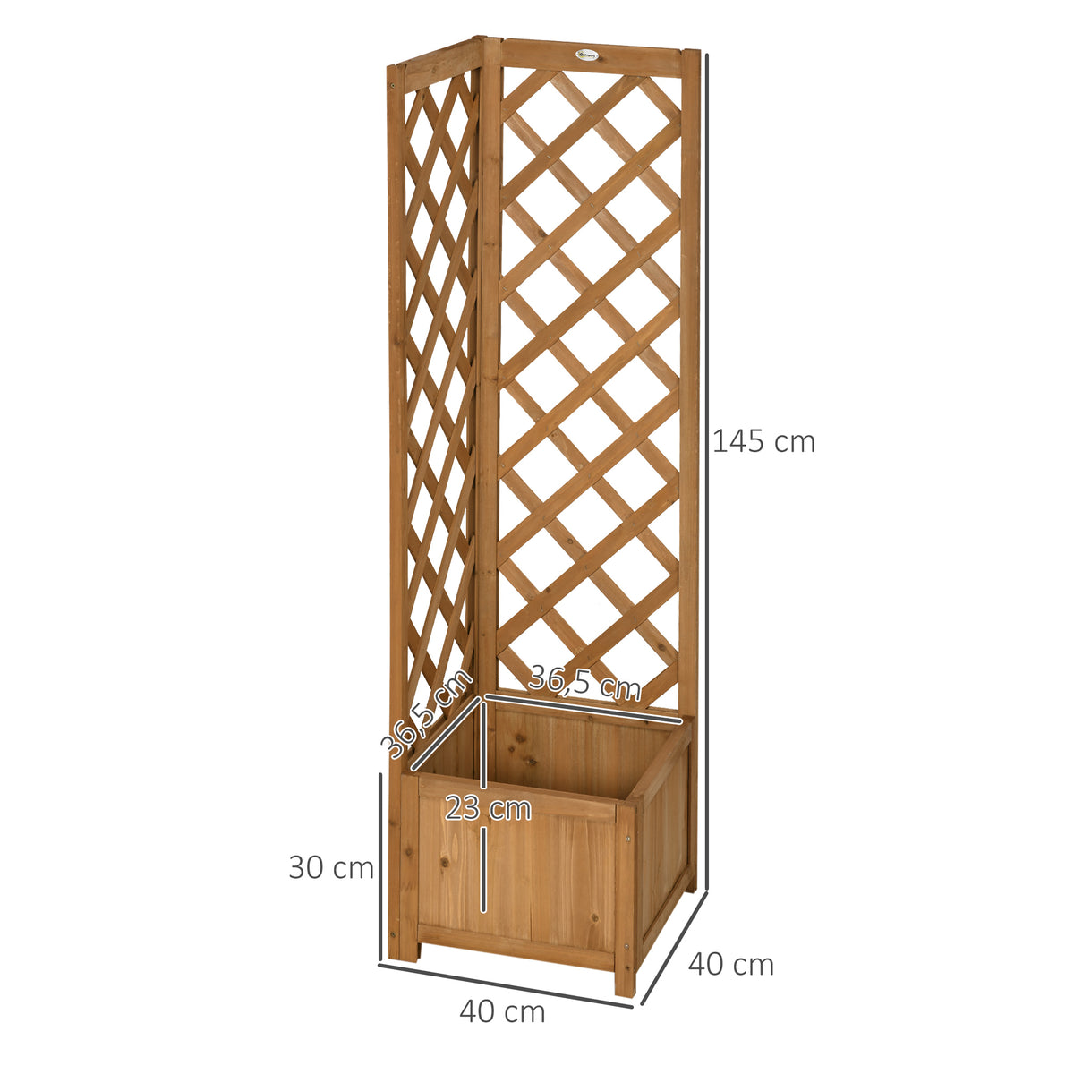 Outsunny Jardinera Con Enrejado De Madera Para Trepadoras Cultivos 40x40x145 Cm_2