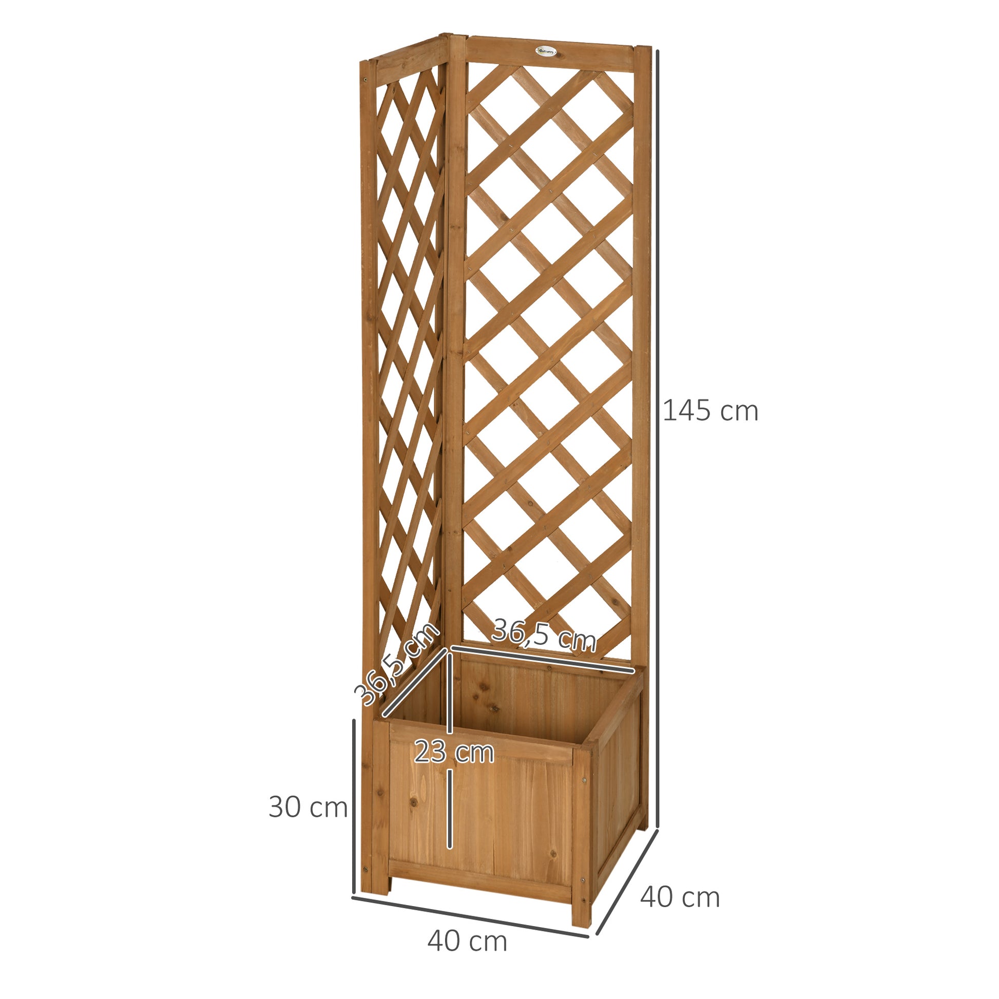 Outsunny Jardinera Con Enrejado De Madera Para Trepadoras Cultivos 40x40x145 Cm_2