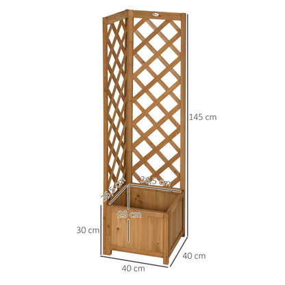 Outsunny Jardinera Con Enrejado De Madera Para Trepadoras Cultivos 40x40x145 Cm_2