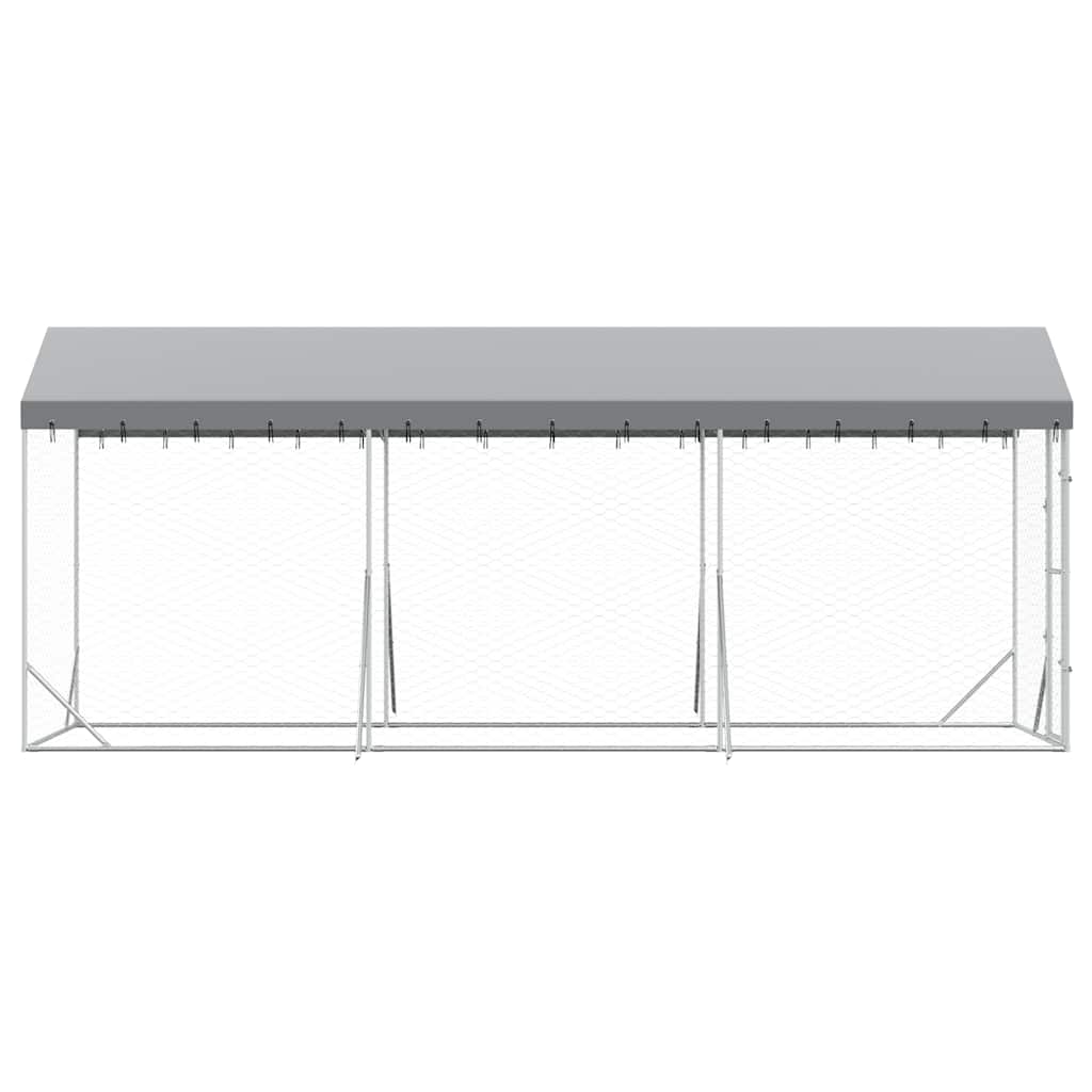 Perrera De Exterior Con Toldo Acero Galvanizado Plata 2x6x2,5 M_4