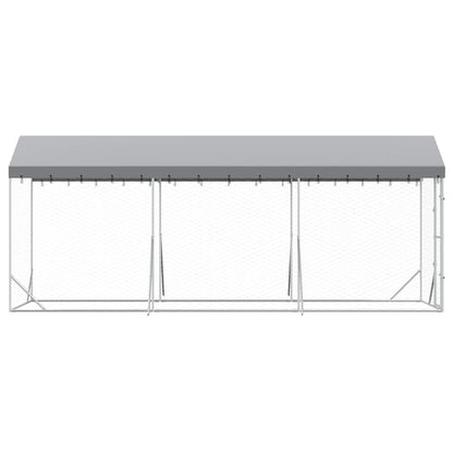 Perrera De Exterior Con Toldo Acero Galvanizado Plata 2x6x2,5 M_4
