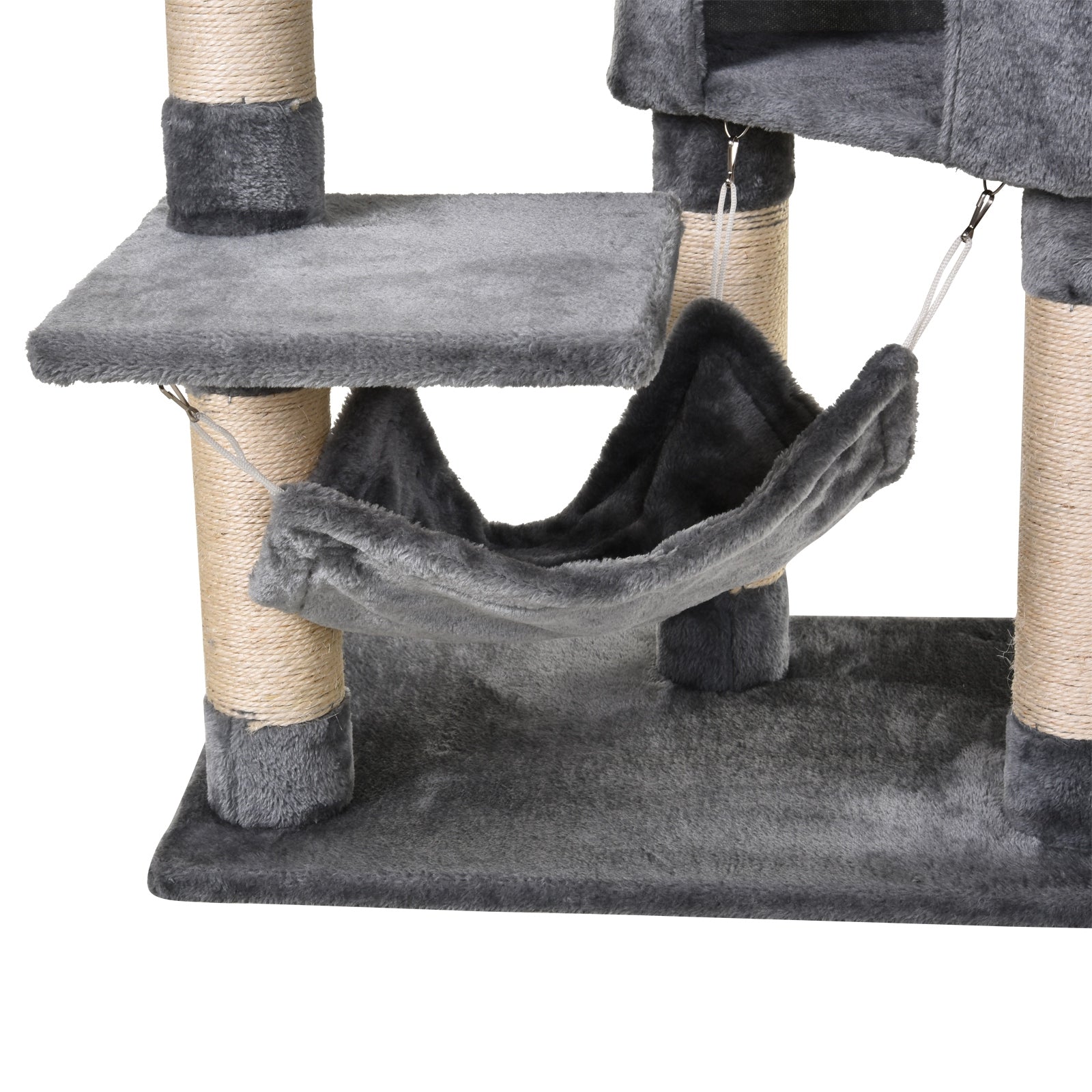 Pawhut Árbol Rascador Para Gatos 154 Cm Con Plataformas Túnel 60x40x154 Cm Gris_3