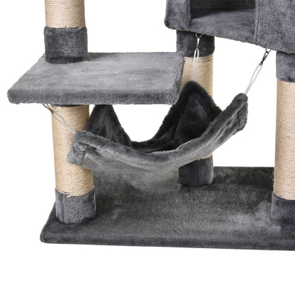 Pawhut Árbol Rascador Para Gatos 154 Cm Con Plataformas Túnel 60x40x154 Cm Gris_3