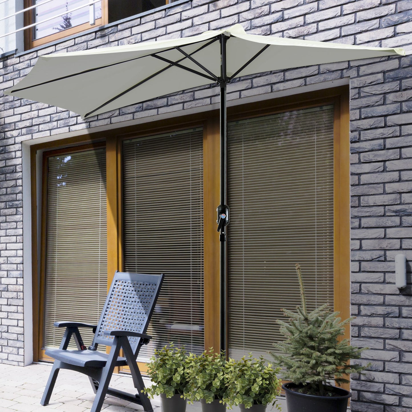 Outsunny Sombrilla Parasol Jardín Con Manivela Semicircular Exterior 269x138x236_1
