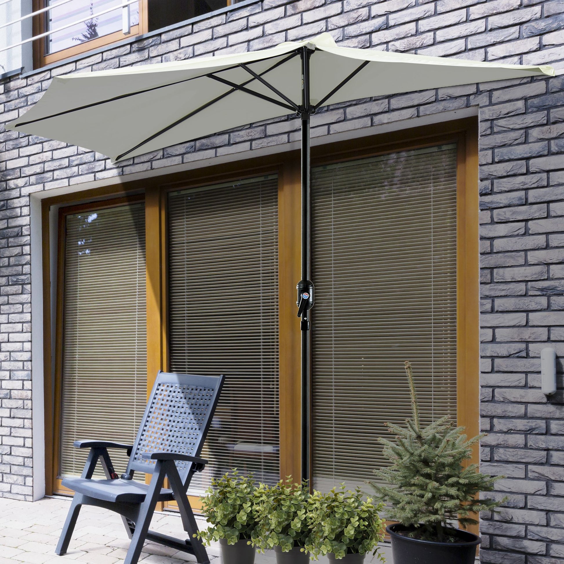Outsunny Sombrilla Parasol Jardín Con Manivela Semicircular Exterior 269x138x236_1