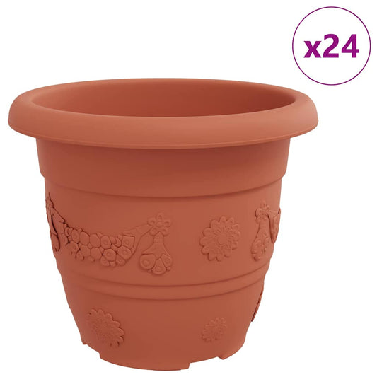 Maceta Redonda Para Flores 24 Pcs Rojo Ladrillo Ø 30 X 25 Cm_0