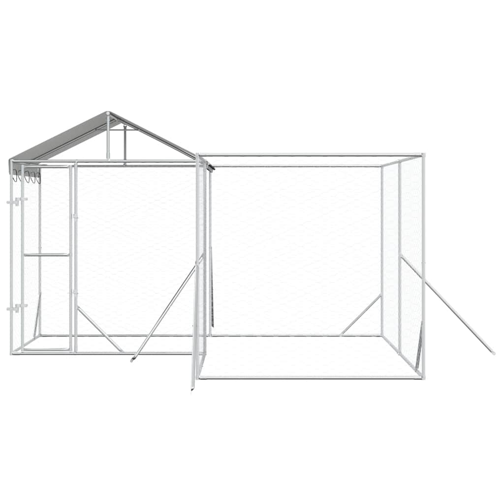 Perrera De Exterior Con Techo Acero Galvanizado Plata 4x4x2,5 M_4