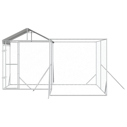 Perrera De Exterior Con Techo Acero Galvanizado Plata 4x4x2,5 M_4