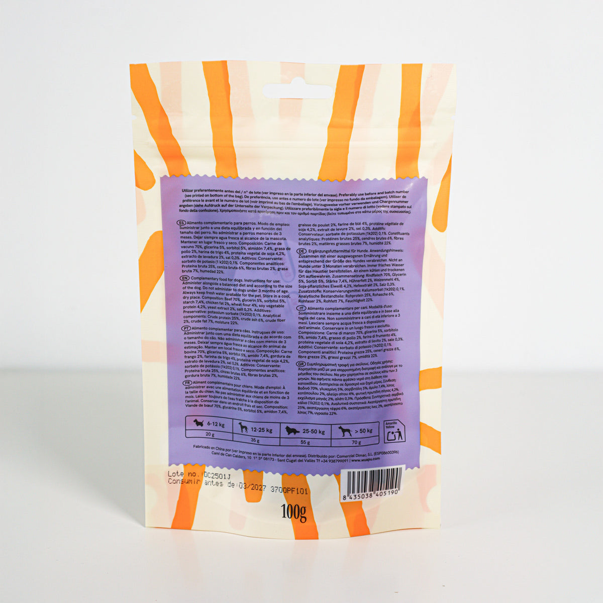 Snack Para Perro En Barritas Semihúmedas De Cordero 12 Paq X (100gr) Wuapu_3