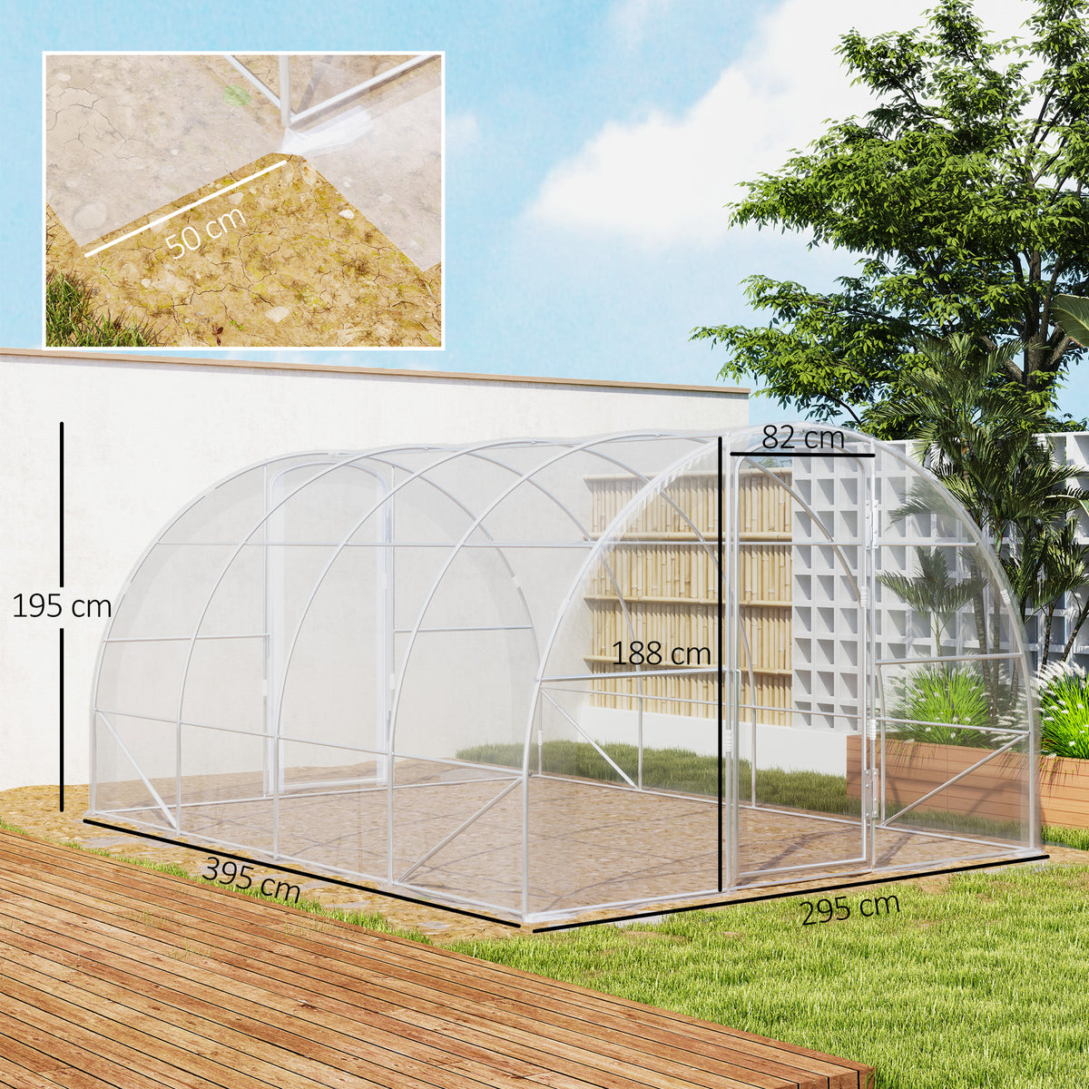 Outsunny Invernadero De Túnel 4x3x2 M Con 2 Puertas Transparente_2