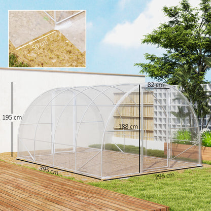 Outsunny Invernadero De Túnel 4x3x2 M Con 2 Puertas Transparente_2