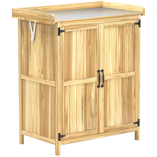 Caseta De Jardín Outsunny Madera De Abeto Madera Natural 74x43x88 Cm_0