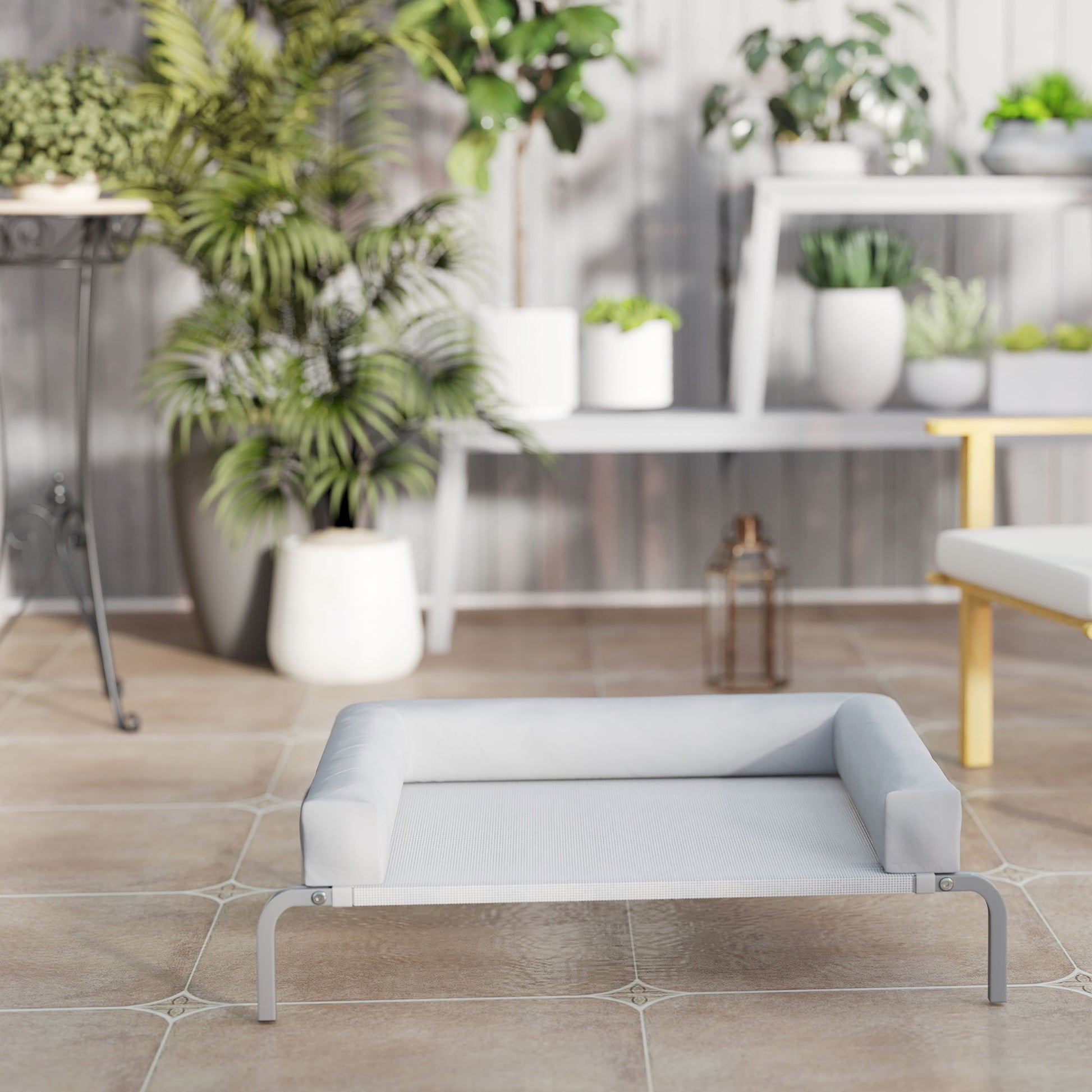 Pawhut Cama Elevada Para Perros Transpirable Con Refuerzos Extraíbles Gris Claro_4