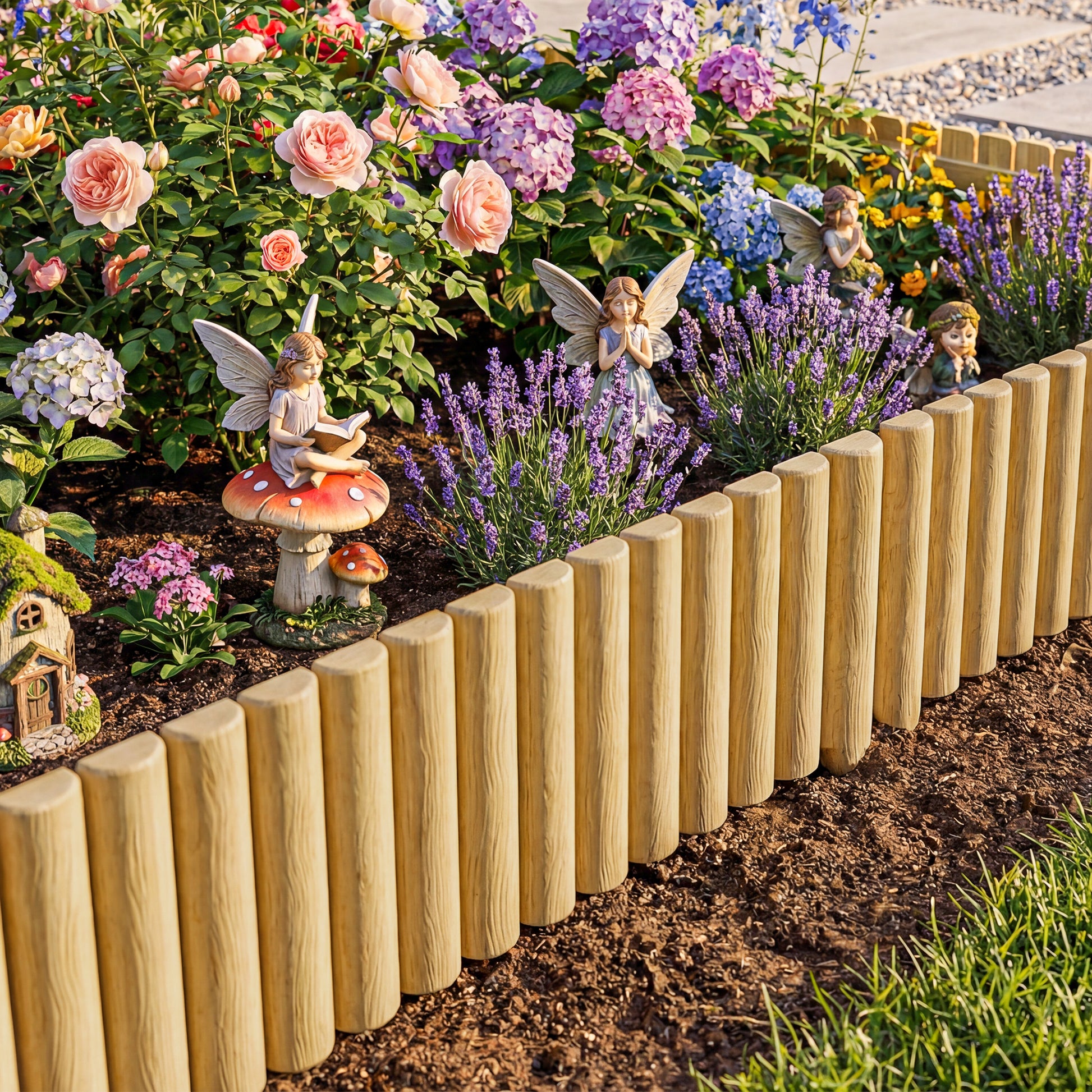 Outsunny Valla De Jardín De Madera 176x38 Cm Para Huerto Patio Natural_1