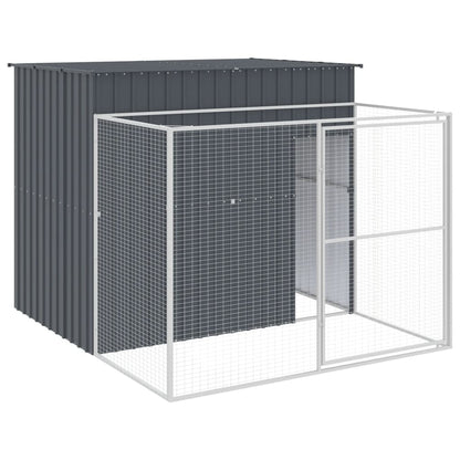 Caseta Perros Con Corral Acero Galvanizado Gris 214x253x181 Cm_0