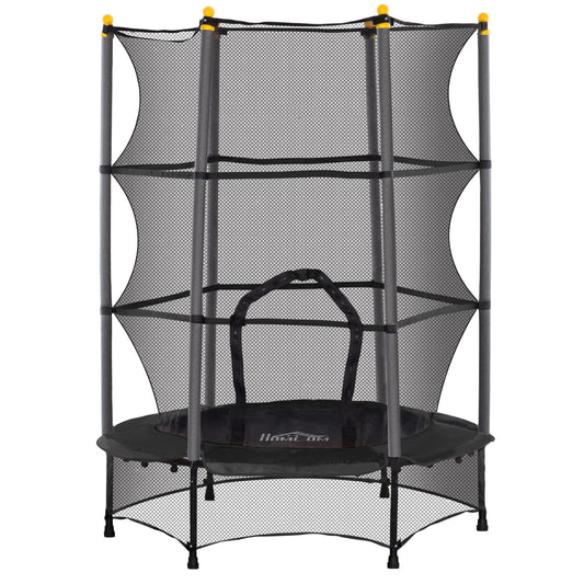 Homcom Cama Elástica Infantil Ø140 Cm Con Red De Seguridad Negro_0
