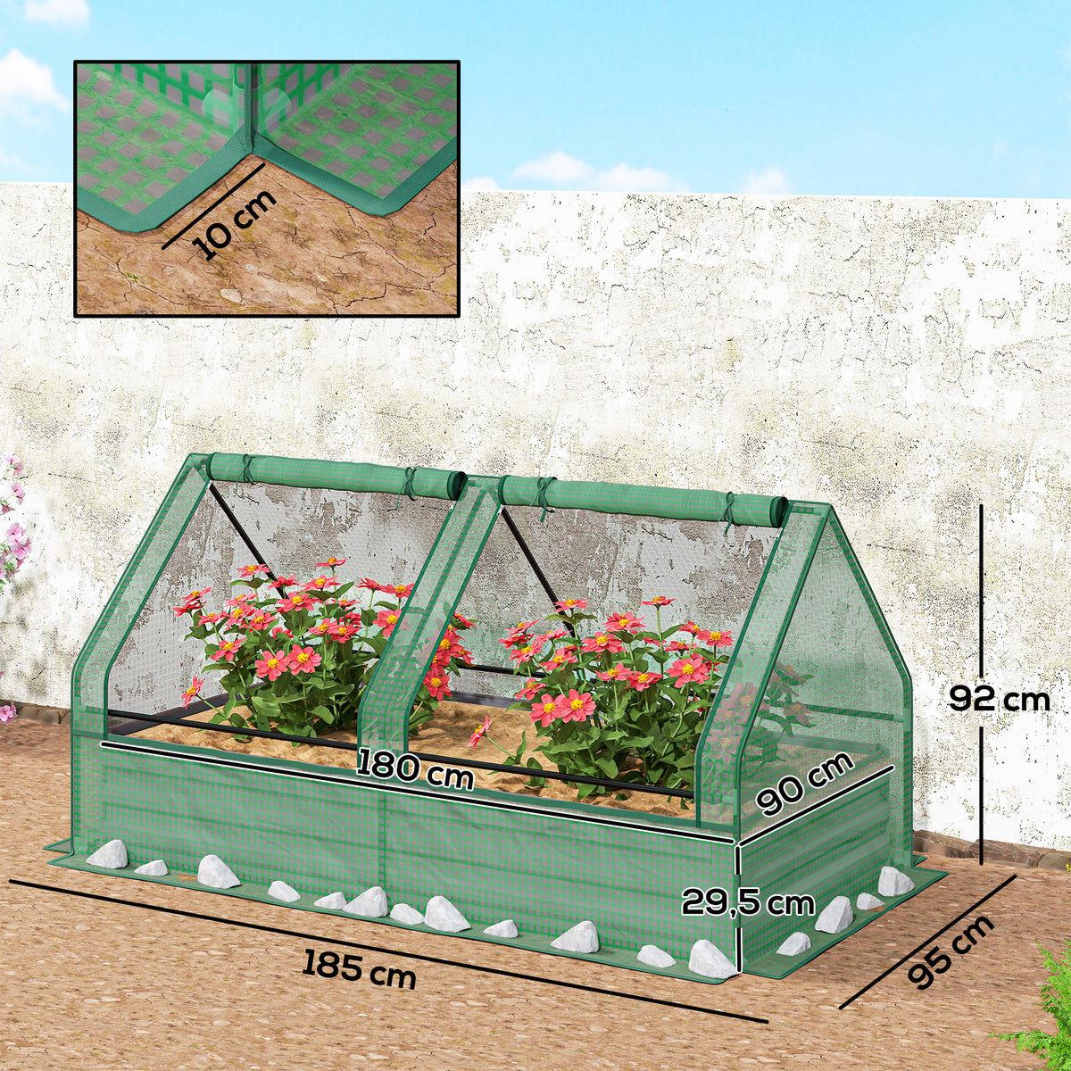 Outsunny Jardinera Exterior Grande De Acero Galvanizado Con Mini Invernadero_2