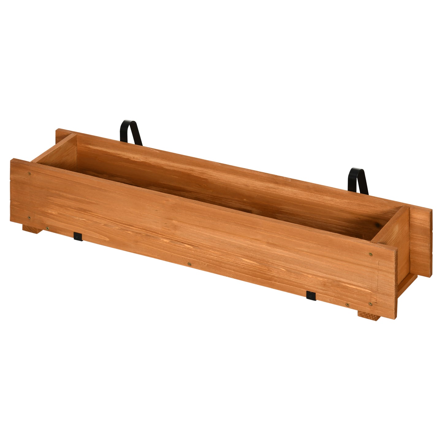 Outsunny Arriate De Madera De Suelo O Pared 2 Orificios De Drenaje 91x18x16,5 Cm_0