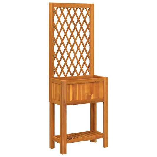 Jardinera Con Enrejado Y Estante Acacia Maciza 55x29,5x152 Cm_0