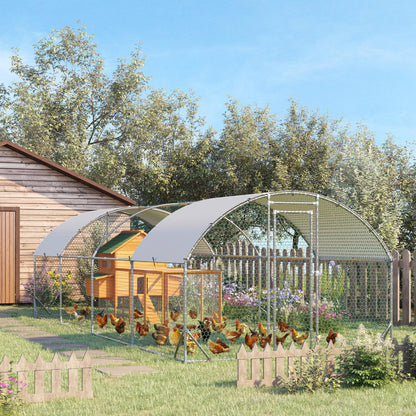 Pawhut Gallinero Para Exterior Grande De Acero Galvanizado 280x760x197 Cm Plata_1