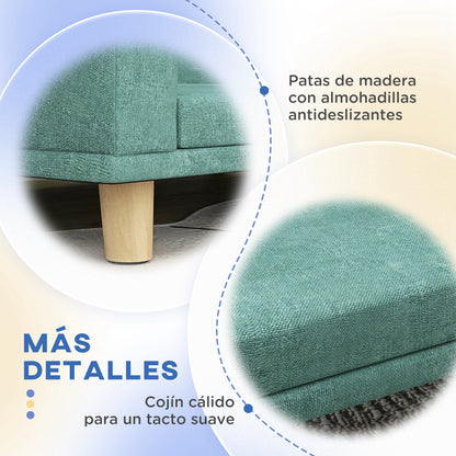 Pawhut Sofá Para Perros Grandes Con Cojín Lavable 98x67x25 Cm Verde_5