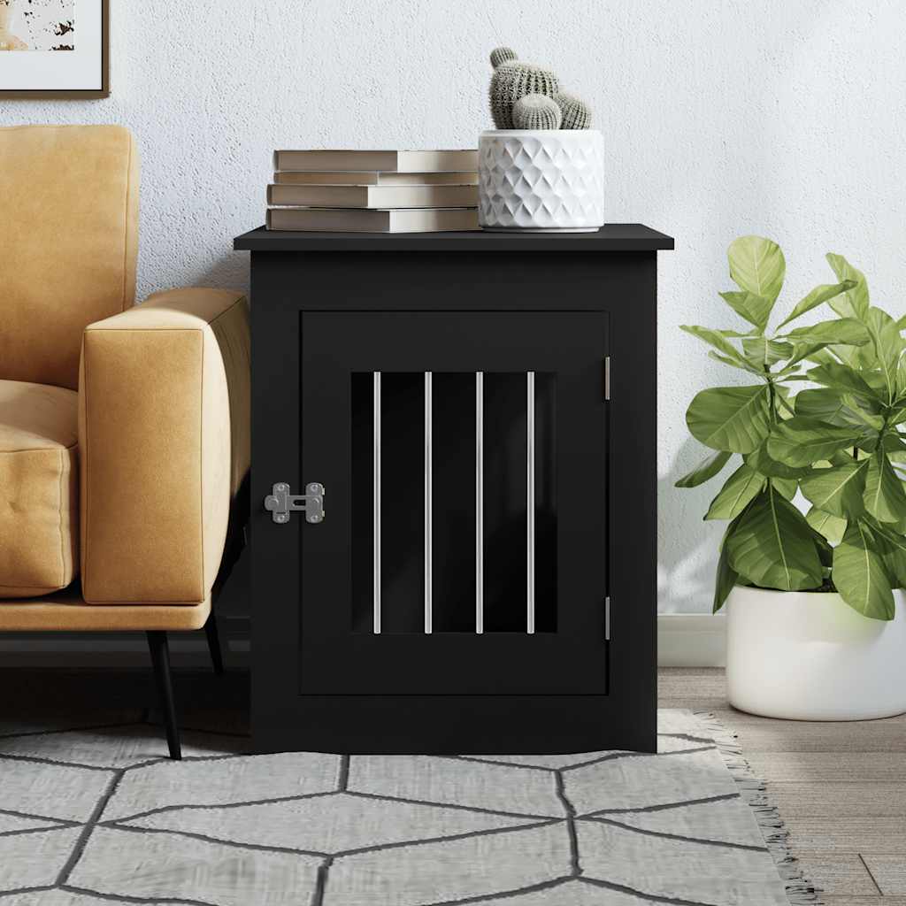 Jaula Para Perros Madera De Ingeniería Negro 55x75x65 Cm_2