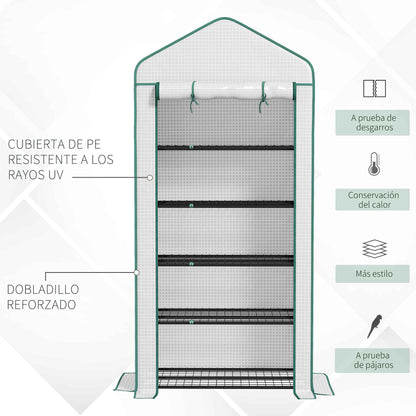 Outsunny Invernadero De Jardín De 5 Niveles Diseño Ensanchado 90x49x193cm Blanco_5