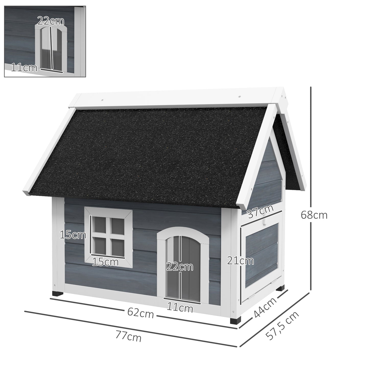 Pawhut Casa Para Gatos De Madera Con Techo Asfáltico Abatible Ventana Y Puertas_2