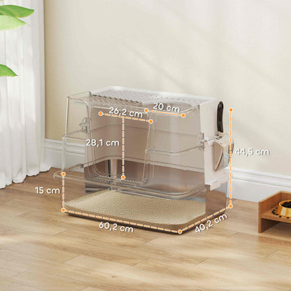 Pawhut Arenero Para Gatos De Acero Inoxidable Xl Con Tapa Abatible Gris Claro_2
