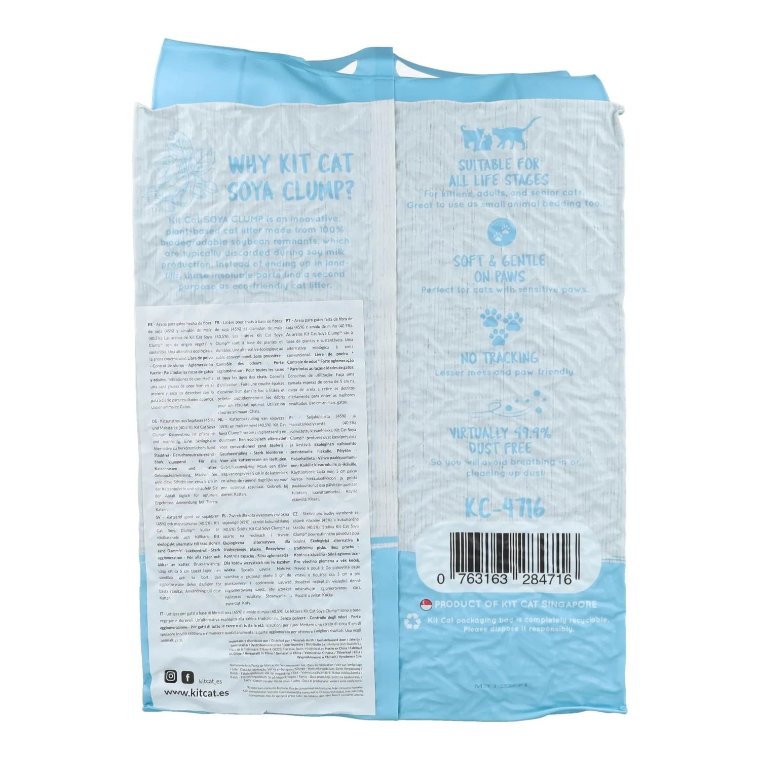 Pack 6 Kit Cat Arena Eco SoyaClump - Kitten Baby Powder 7 L Arena para gatos