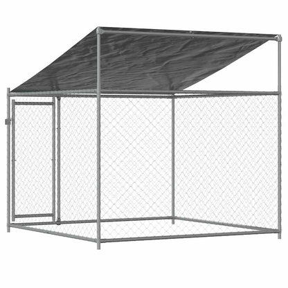 Jaula De Perros Techo Y Puerta Acero Galvanizado Gris 2x2x2 M_5