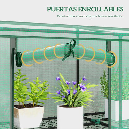 Outsunny Invernadero De Exterior Con 9 Estantes Puerta 215x46x151 Cm Verde_5