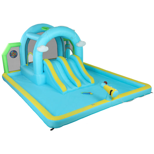 Castillo Inflable Acuático Aiyaplay Tela Oxford 420d, Tela Oxford 840d Azul 426x360x198 Cm_0