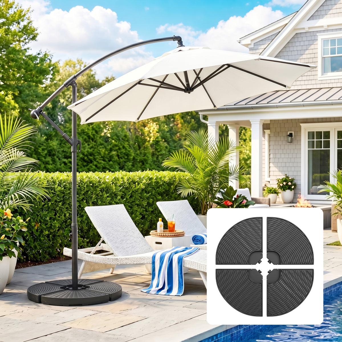 Base Para Sombrilla Outsunny Hdpe Negro 100x100x8 Cm_4