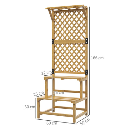 Outsunny Soporte Para Plantas De Madera De 2 Niveles Con Enrejado Natural_2
