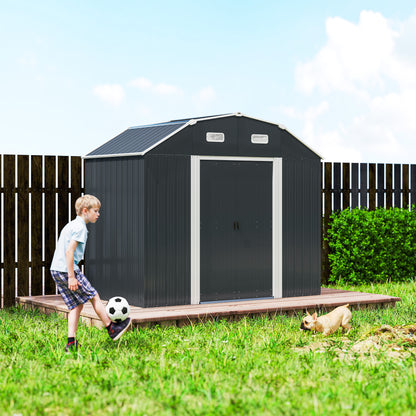 Outsunny Cobertizo De Jardín Exterior 2,7 M² 238x132x198,5 Cm Con Base Gris_4