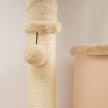 Pawhut Árbol Rascador Para Gatos Grande Altura 132 Cm Beige_4