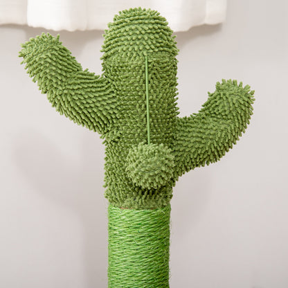 Pawhut Rascador Cactus Para Gatos Con Bola Colgante Y Juego En La Base De Madera_3