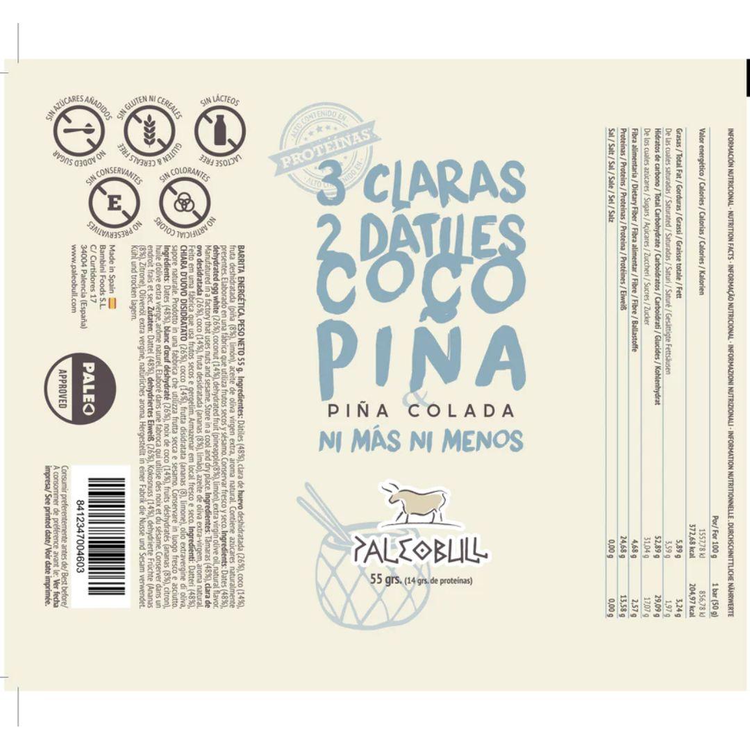 Barrita energética piña colada con coco Paleobull 55 g