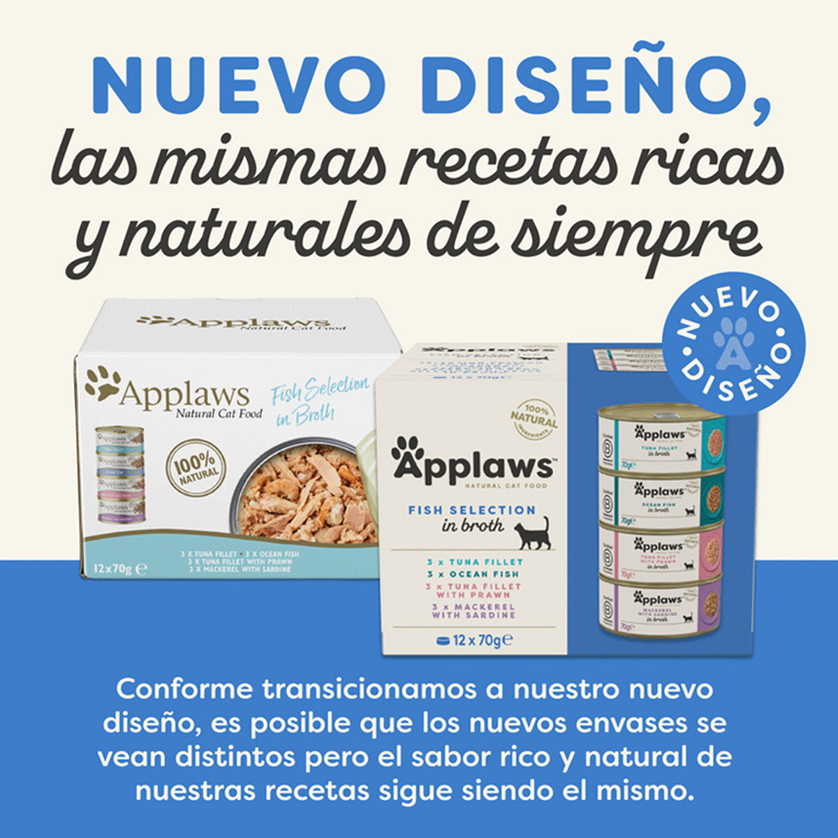 Applaws Cat Lata Selección de Pescado Multipack 12 x 70 g Comida húmeda en caldo para gatos